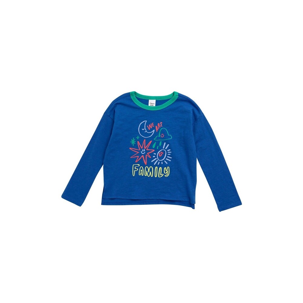 Open Edit Kids' We Are Family Graphic Tee - Blue Olympus - Size 5